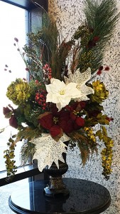 Mausoleum Decor, Marble Table, Winter Flowers